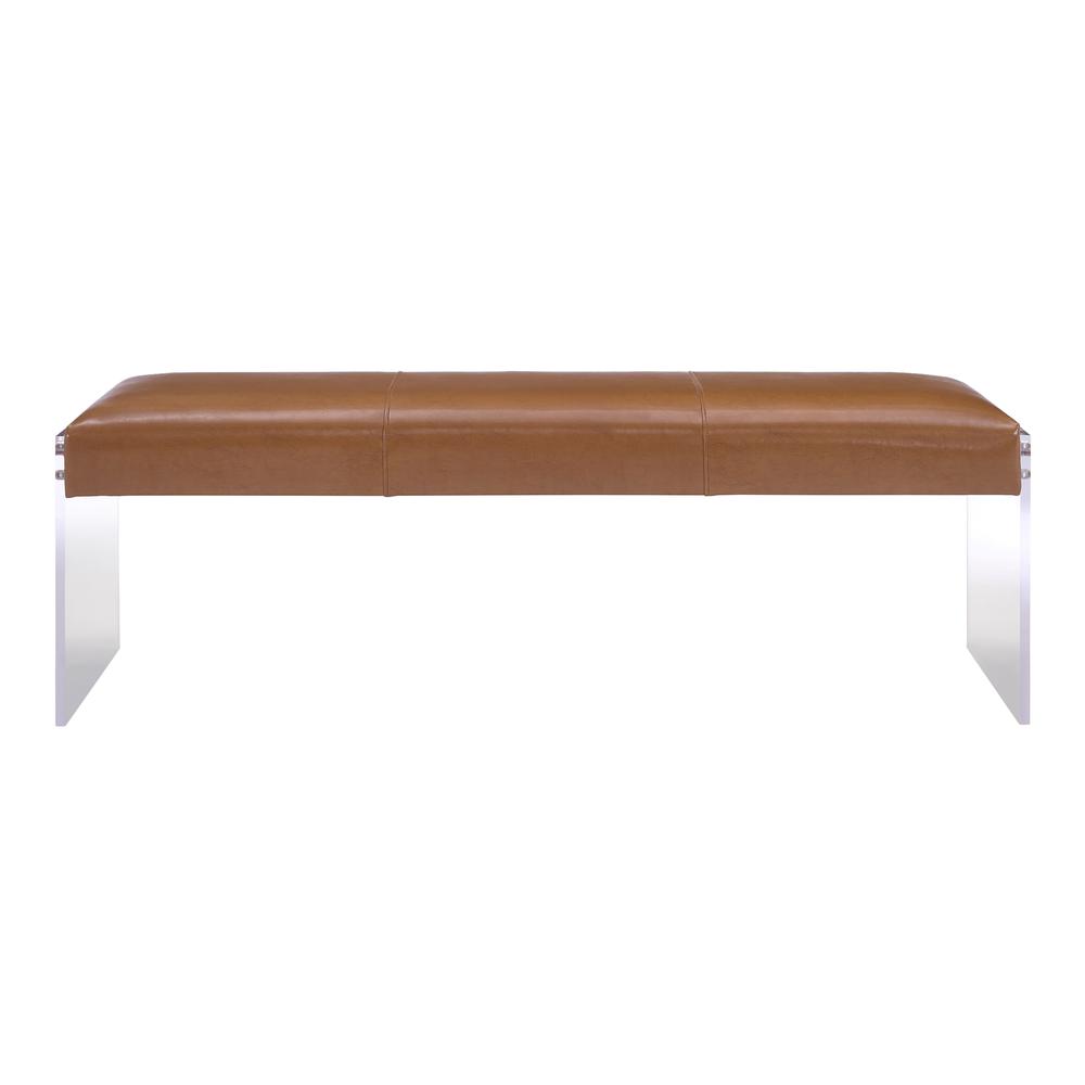 Envy Brown Leather/Acrylic Bench. Picture 4