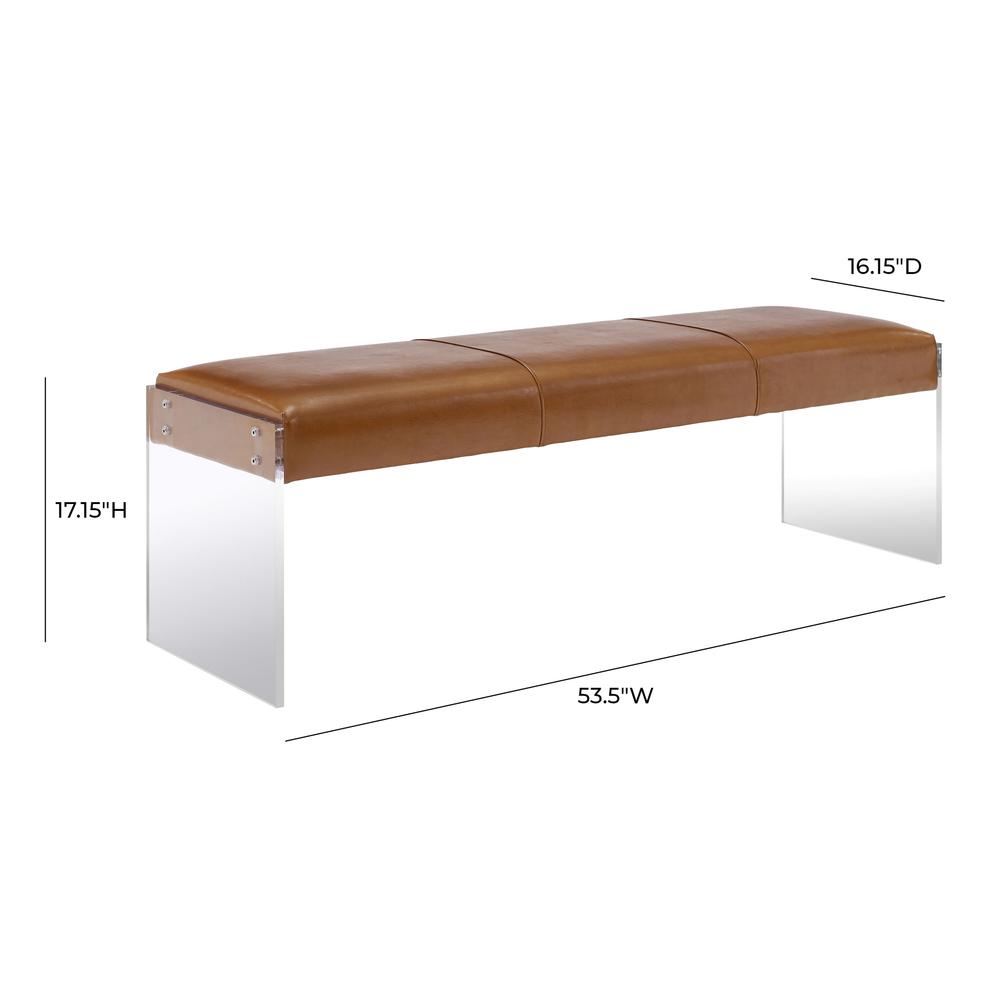 Envy Brown Leather/Acrylic Bench. Picture 6