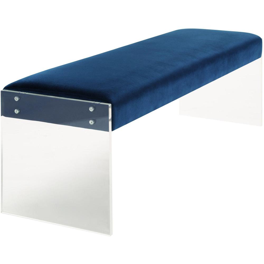 Envy Blue Velvet/Acrylic Bench. Picture 3