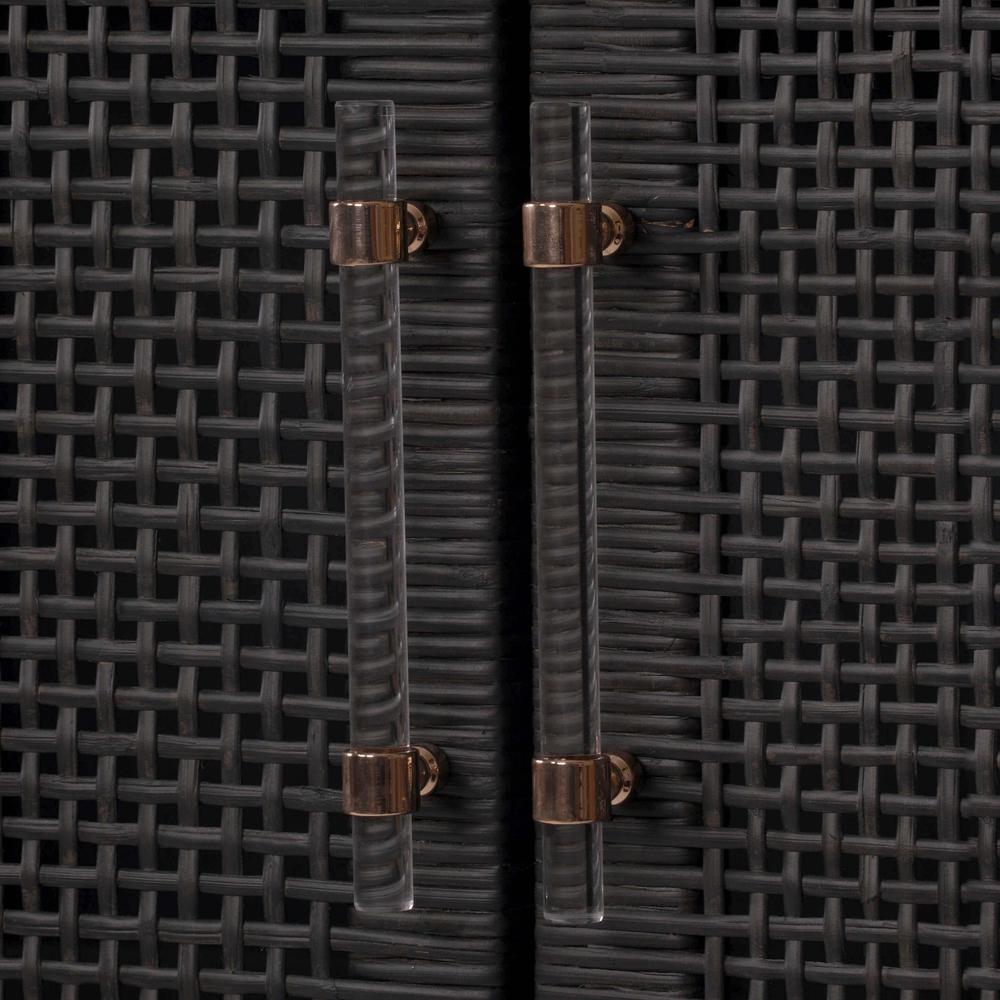Amara Charcoal Woven Rattan Cabinet. Picture 1