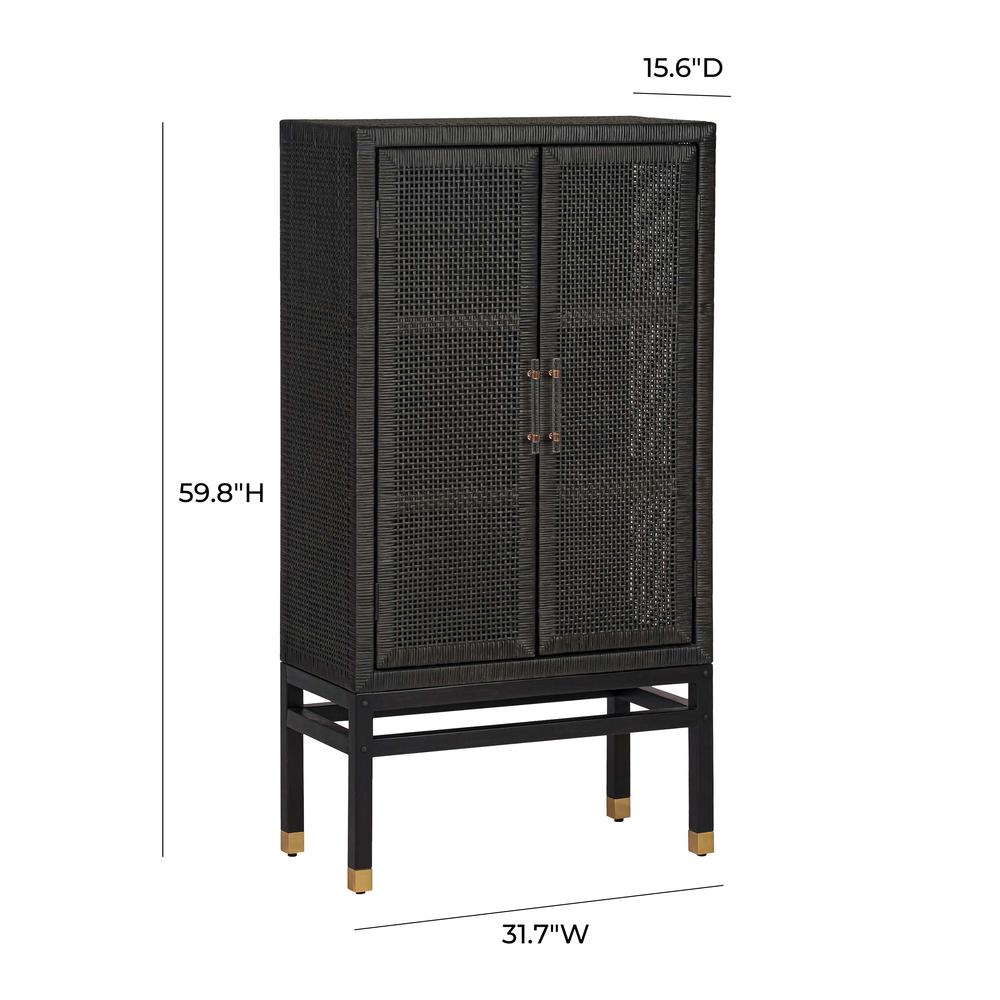 Amara Charcoal Woven Rattan Cabinet. Picture 2