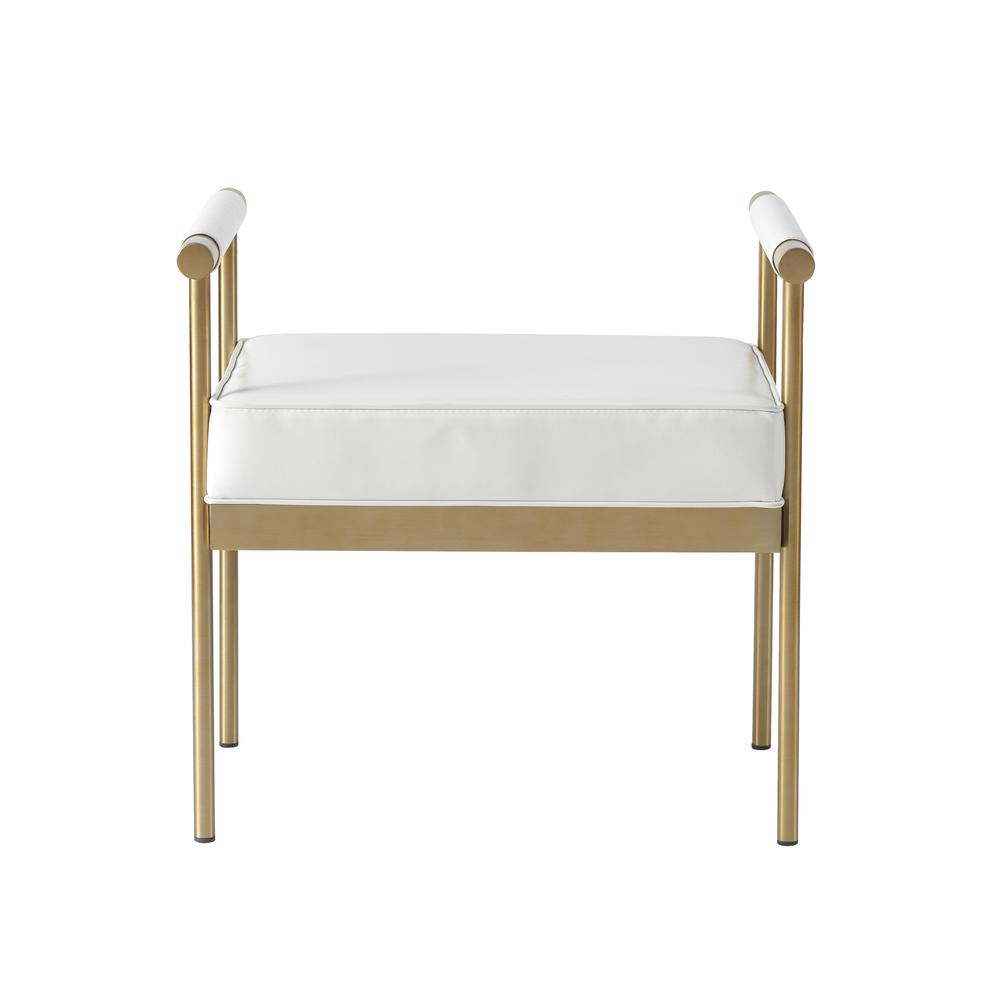 Diva White Vegan Leather Bench. Picture 5