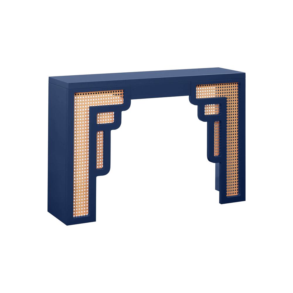 Suzie Navy & Rattan Console Table. Picture 1