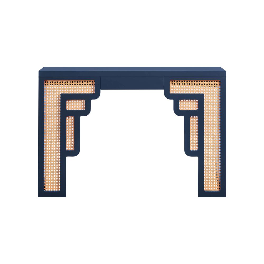 Suzie Navy & Rattan Console Table. Picture 2
