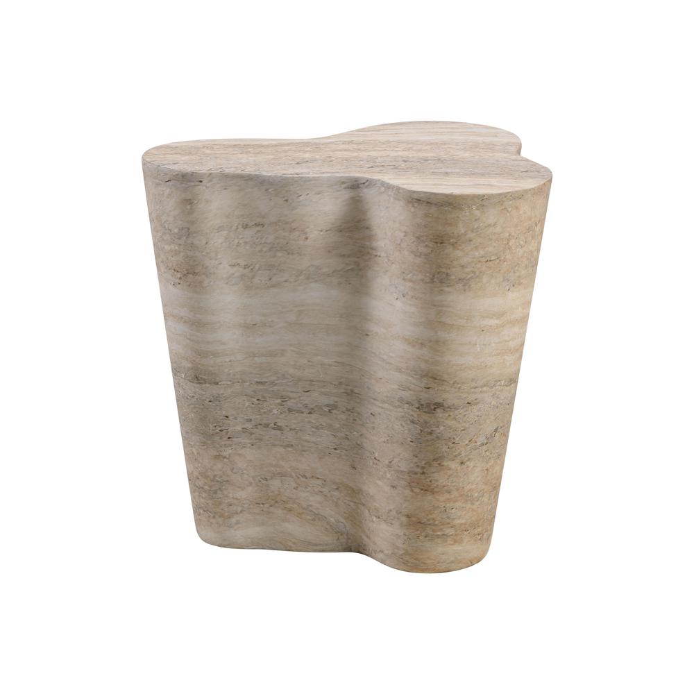 Slab Faux Travertine Short Side Table. Picture 1