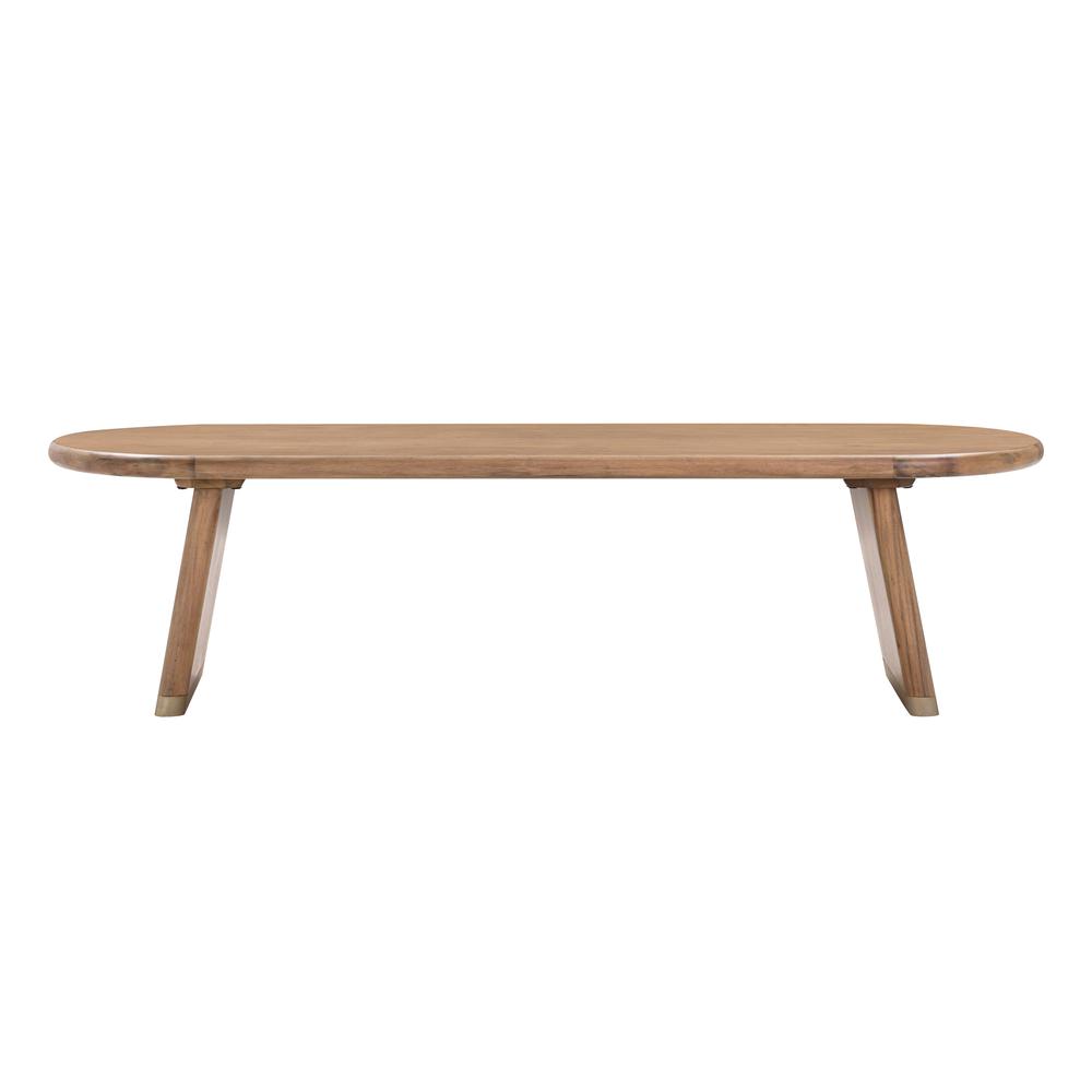 Samantha Cognac Acacia Bench with Boucle Seat. Picture 4