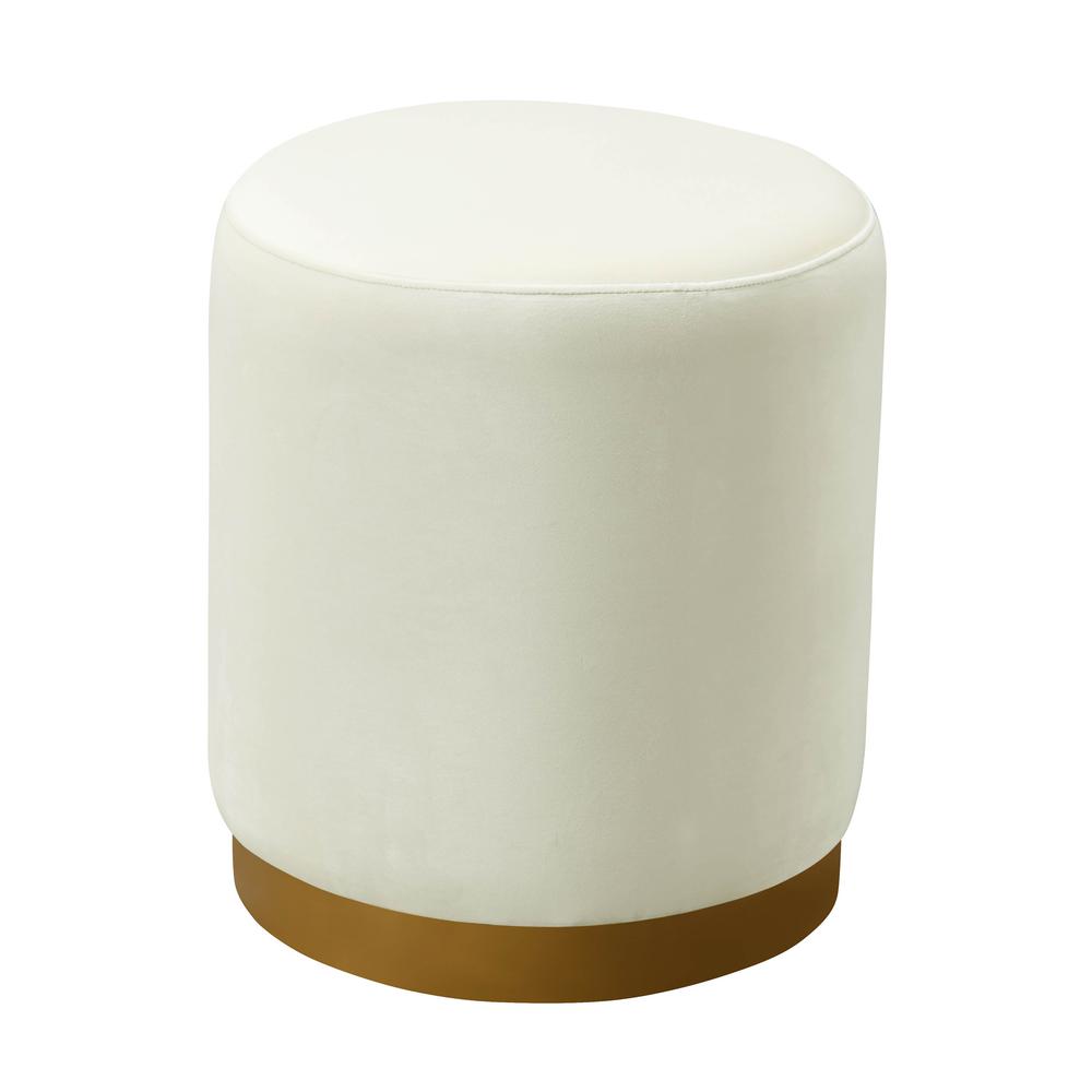 Opal Cream Velvet Ottoman with Gold Base. Picture 5