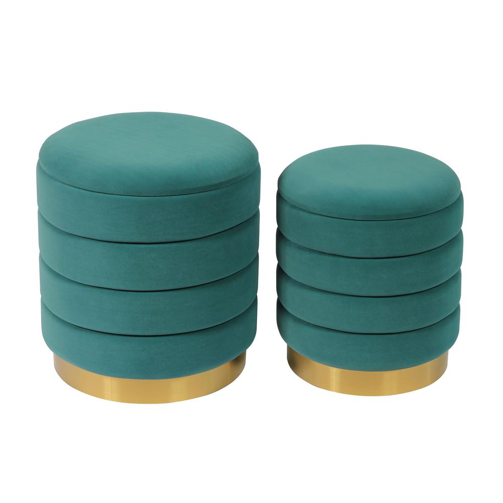 Saturn Teal Storage Ottomans - Set of 2. Picture 3