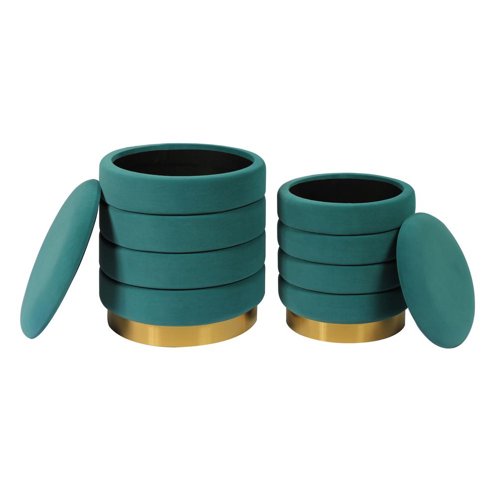 Saturn Teal Storage Ottomans - Set of 2. Picture 4