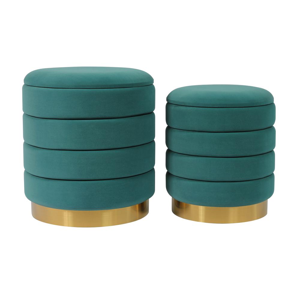 Saturn Teal Storage Ottomans - Set of 2. Picture 5