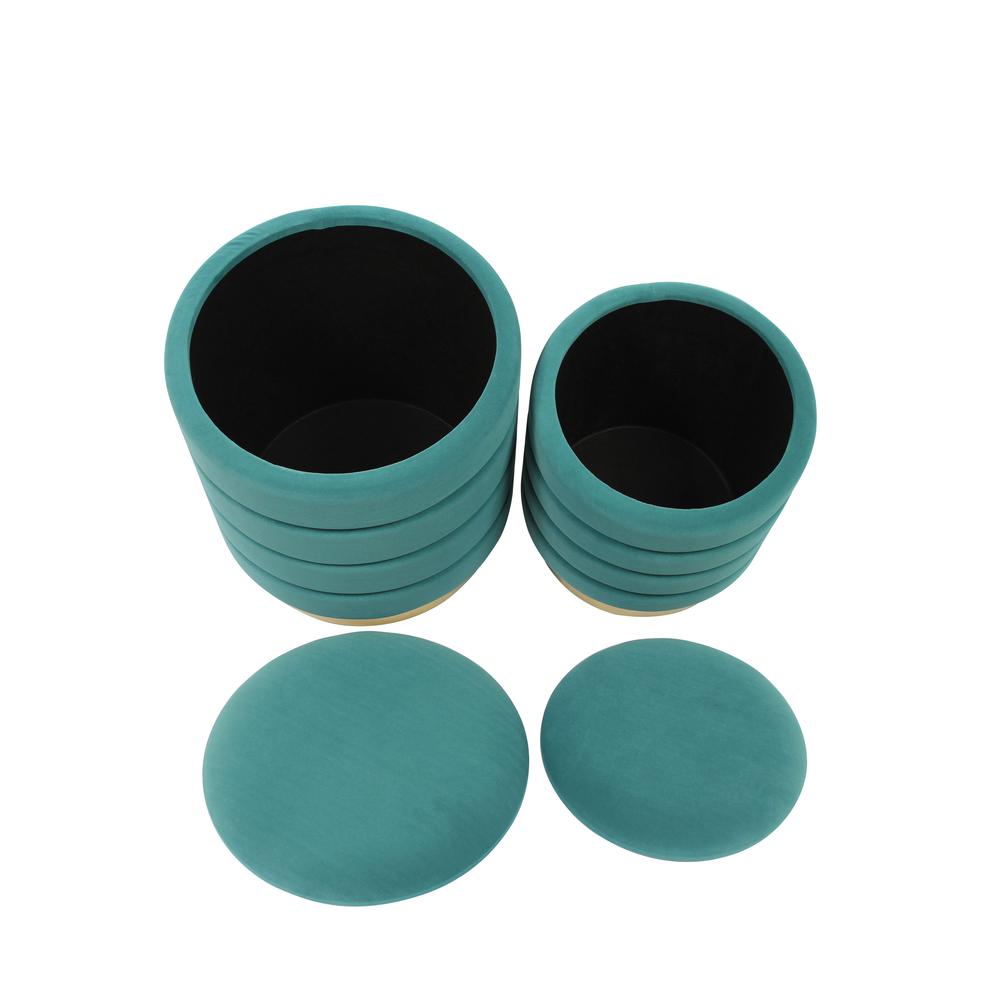 Saturn Teal Storage Ottomans - Set of 2. Picture 6