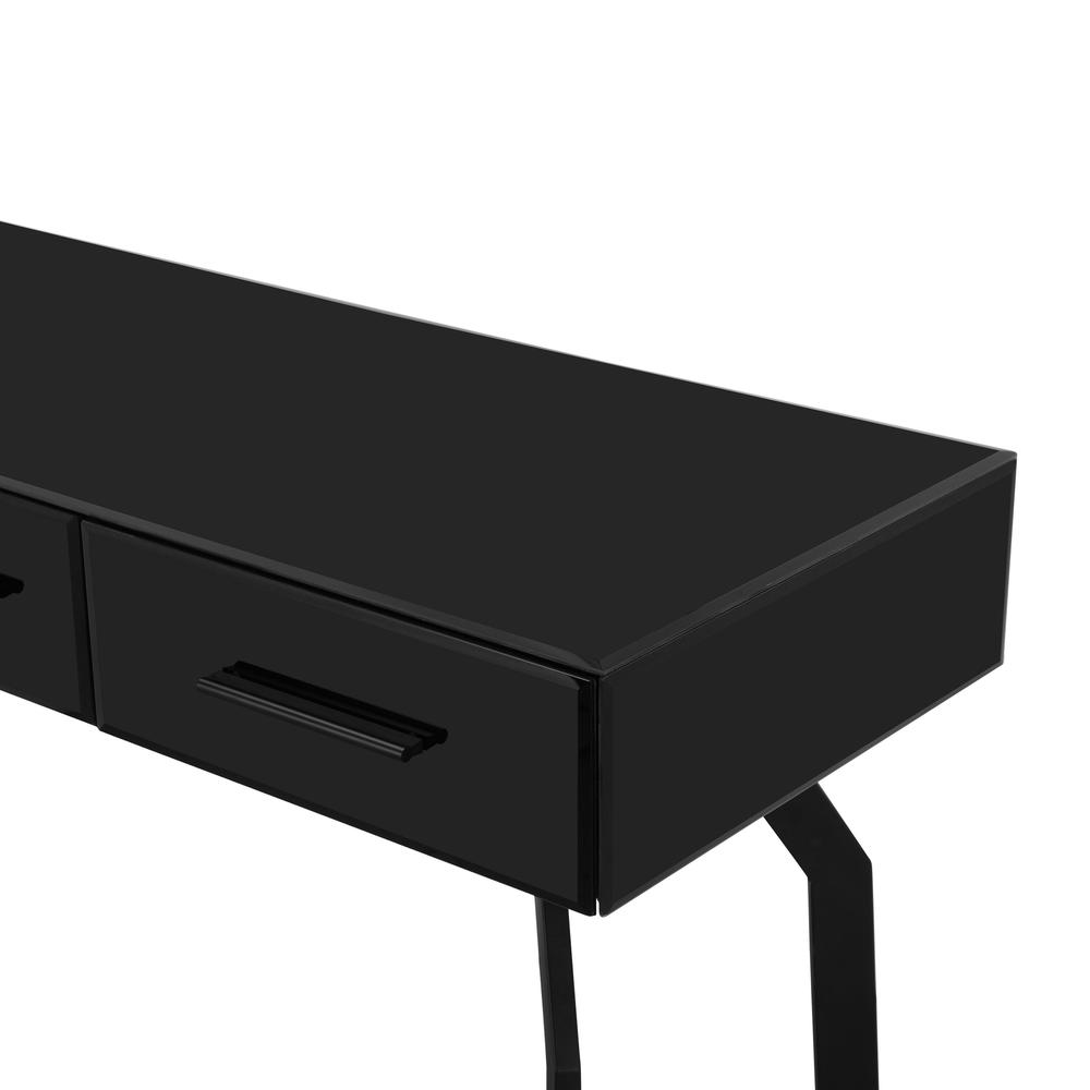 Santana Black Glass Desk Console Table. Picture 4