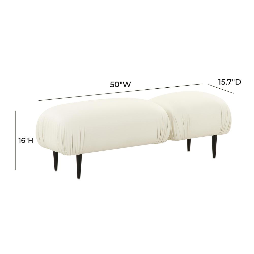Adalynn White Vegan Leather Bench. Picture 5