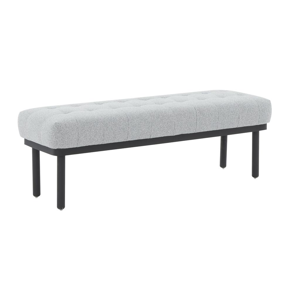 Olivia Grey Boucle Bench. Picture 1