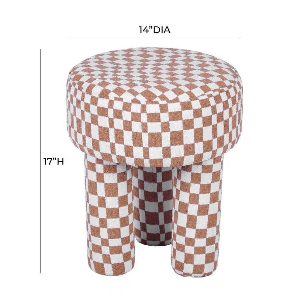 Claire Brown Checkered Boucle Stool. Picture 5