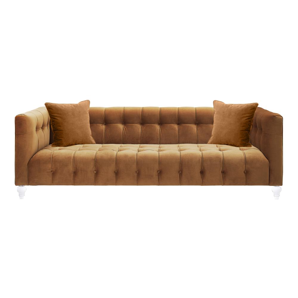 Bea Cognac Velvet Sofa. Picture 1