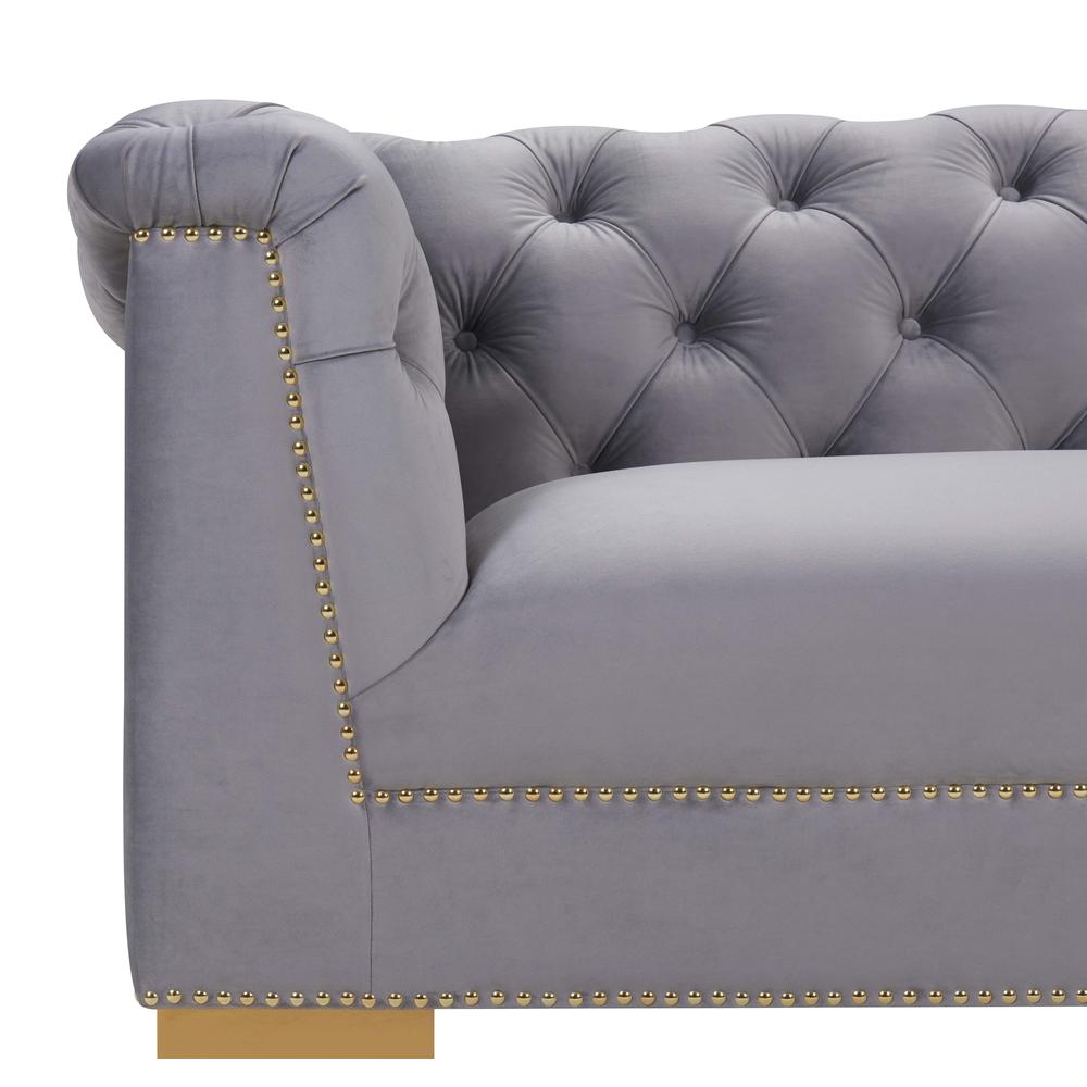 Farah Grey Velvet Sofa. Picture 10