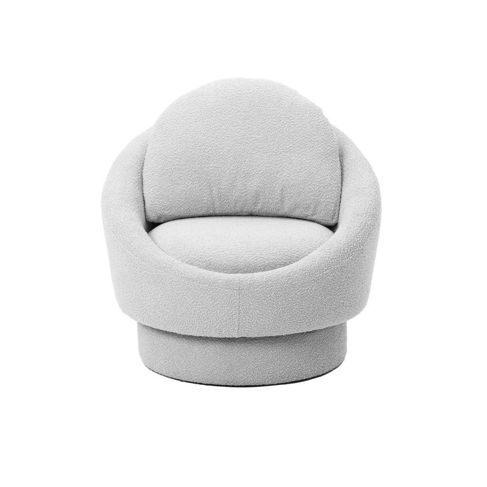 Sammy Light Grey Boucle Swivel Lounge Chair. Picture 2