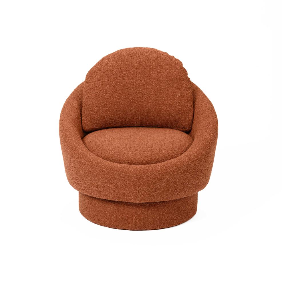 Sammy Saffron Red Boucle Swivel Lounge Chair. Picture 2