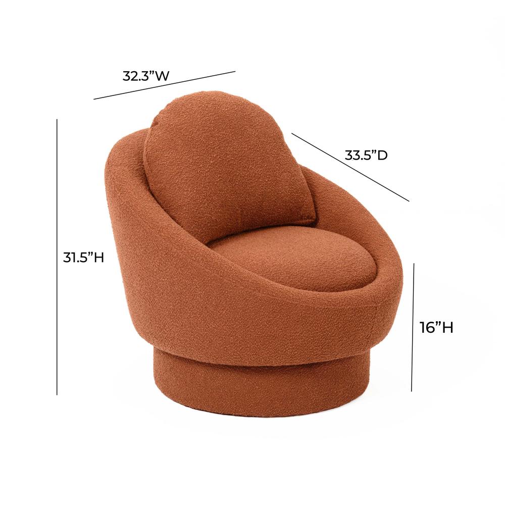 Sammy Saffron Red Boucle Swivel Lounge Chair. Picture 5