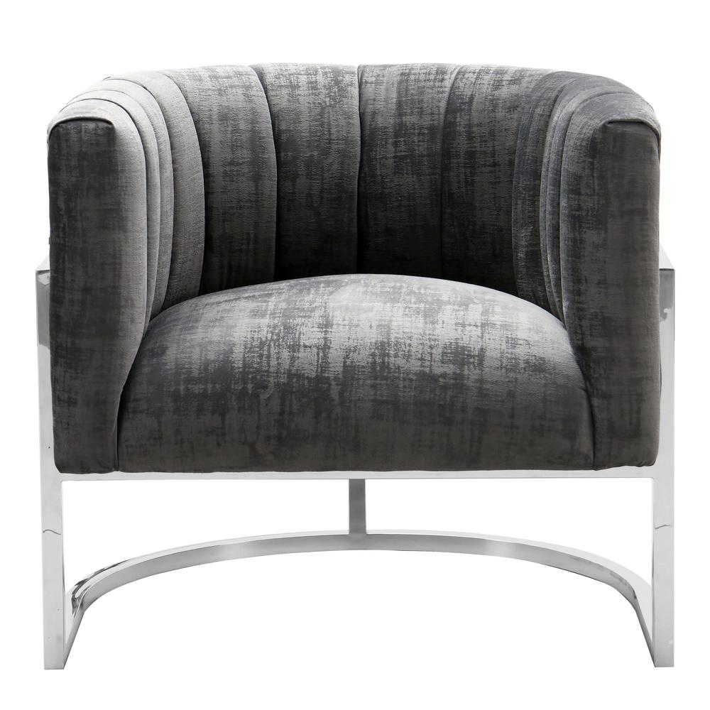 Magnolia Slub Grey Chair with Silver Base. Picture 7