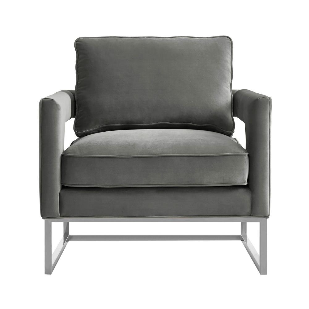 Avery Grey Velvet Chair - Silver Frame. Picture 3