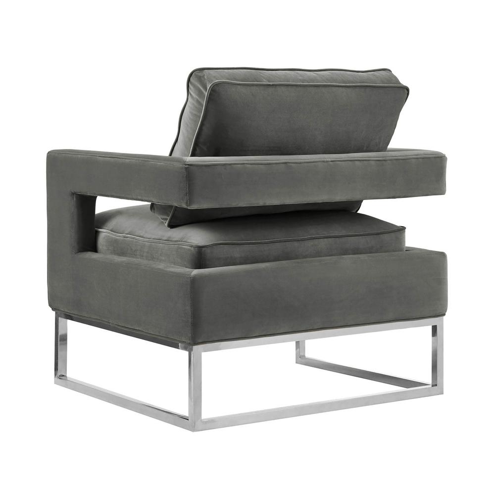 Avery Grey Velvet Chair - Silver Frame. Picture 4