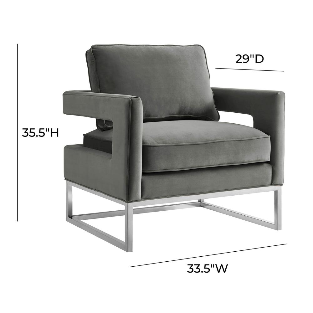 Avery Grey Velvet Chair - Silver Frame. Picture 6