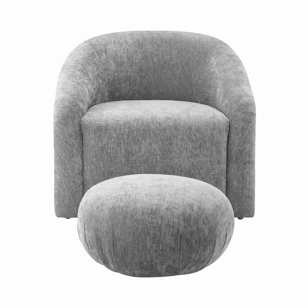 Boboli Grey Chenille Chair + Ottoman Set. Picture 4