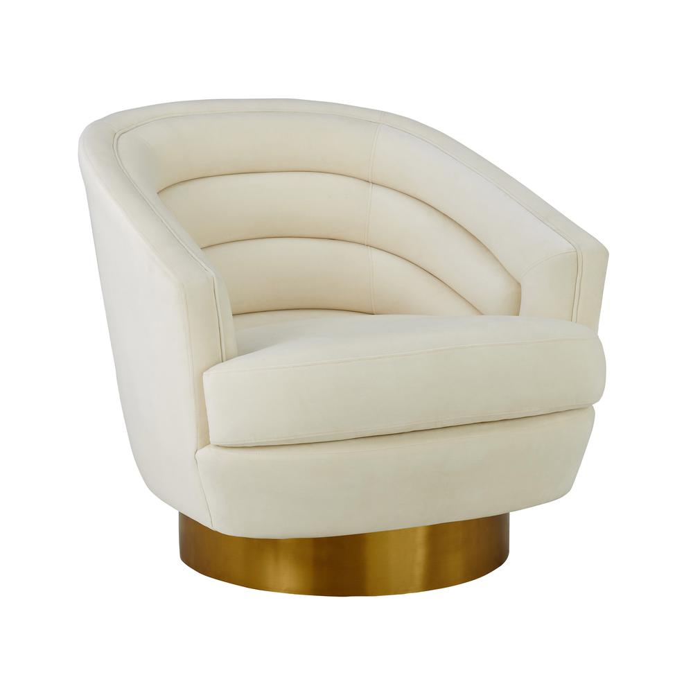 Canyon Cream Velvet Swivel Chair. Picture 6