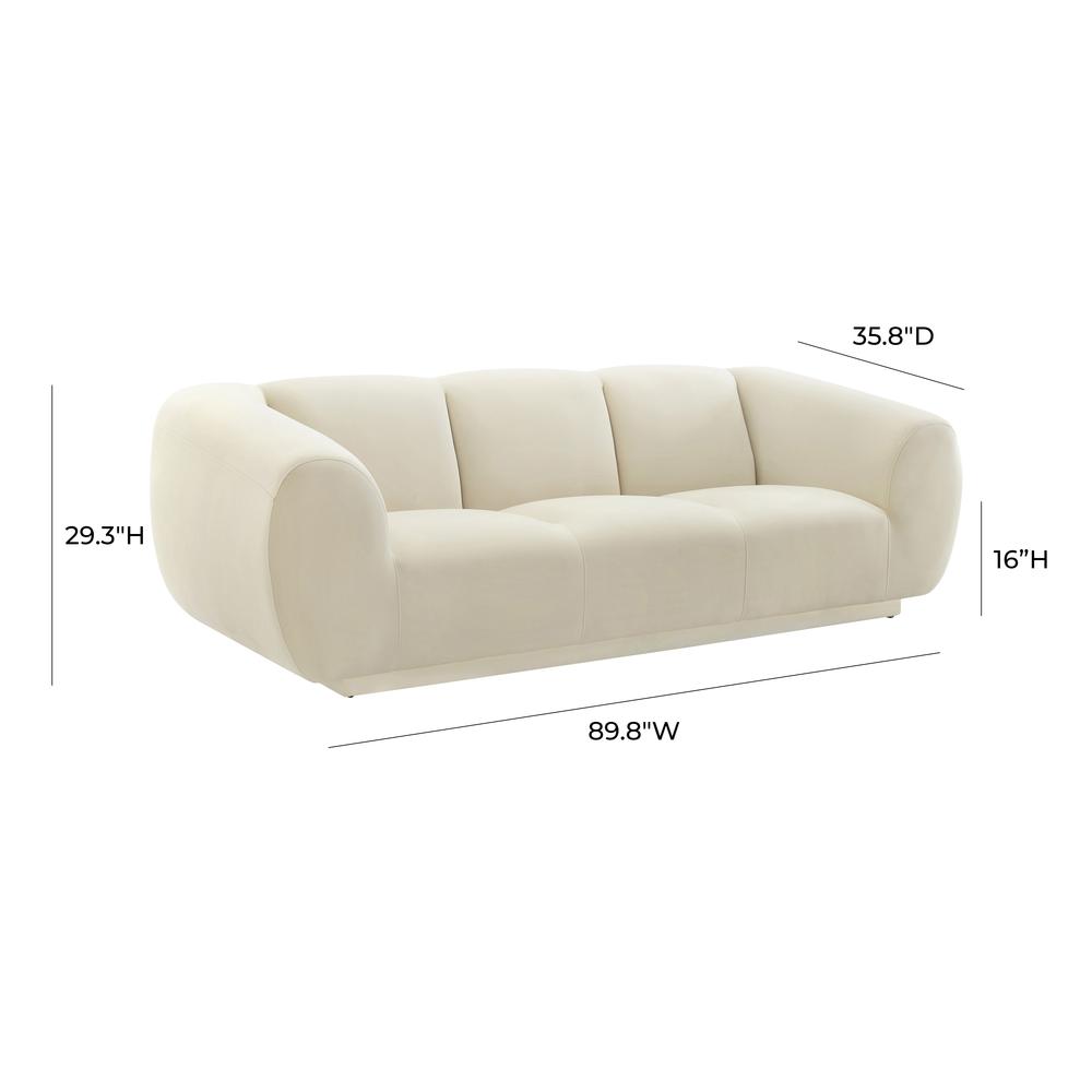 Emmet Cream Velvet Sofa. Picture 11