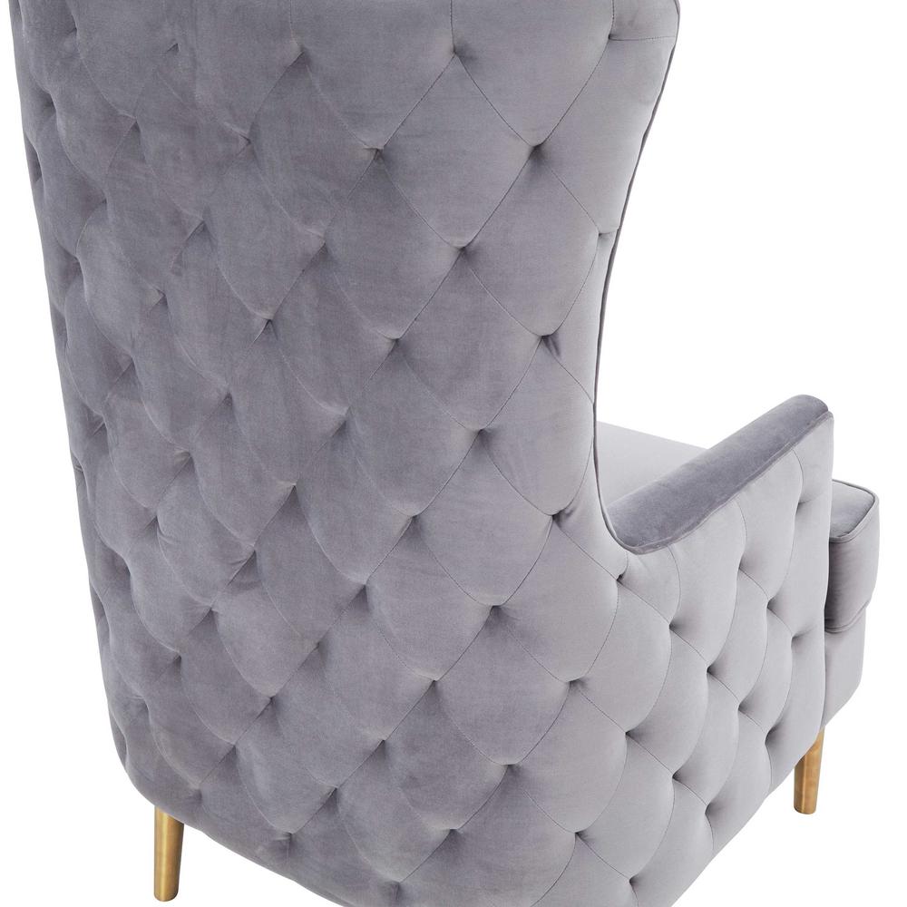 Alina Grey Tall Tufted Back Chair. Picture 7