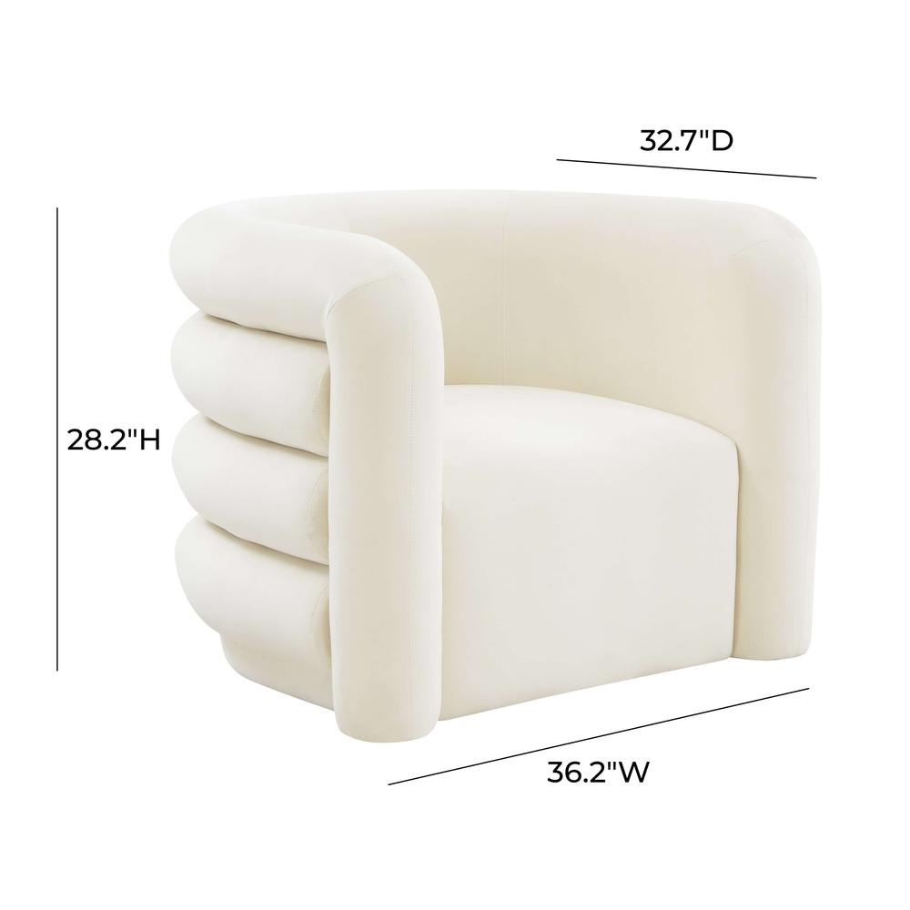 Curves Cream Velvet Lounge Chair. Picture 3