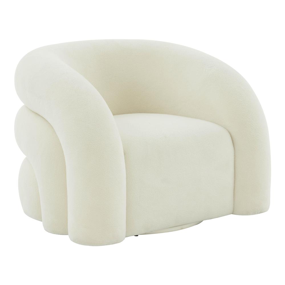Slipper Cream Vegan Shearling Swivel Chair. Picture 1