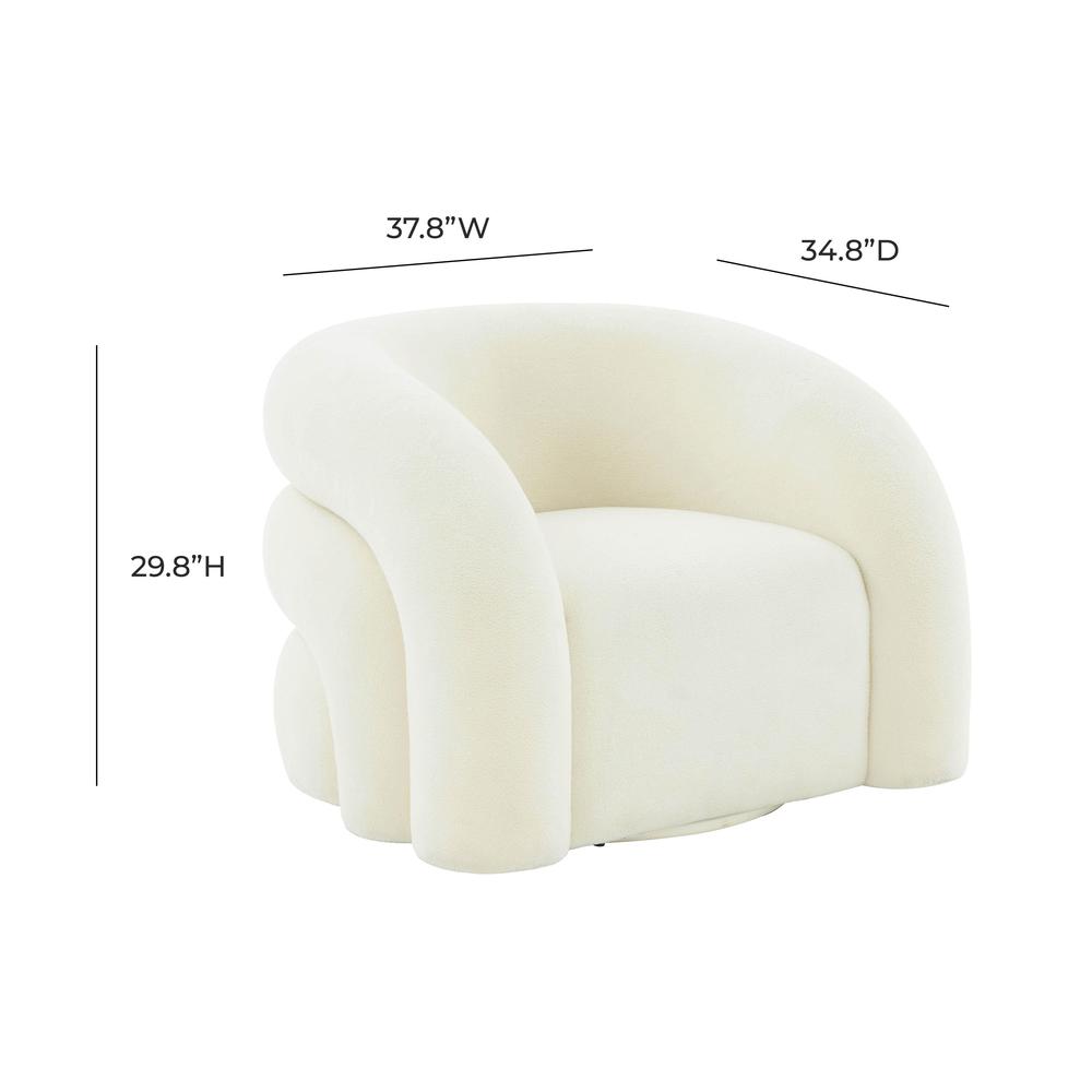 Slipper Cream Vegan Shearling Swivel Chair. Picture 6