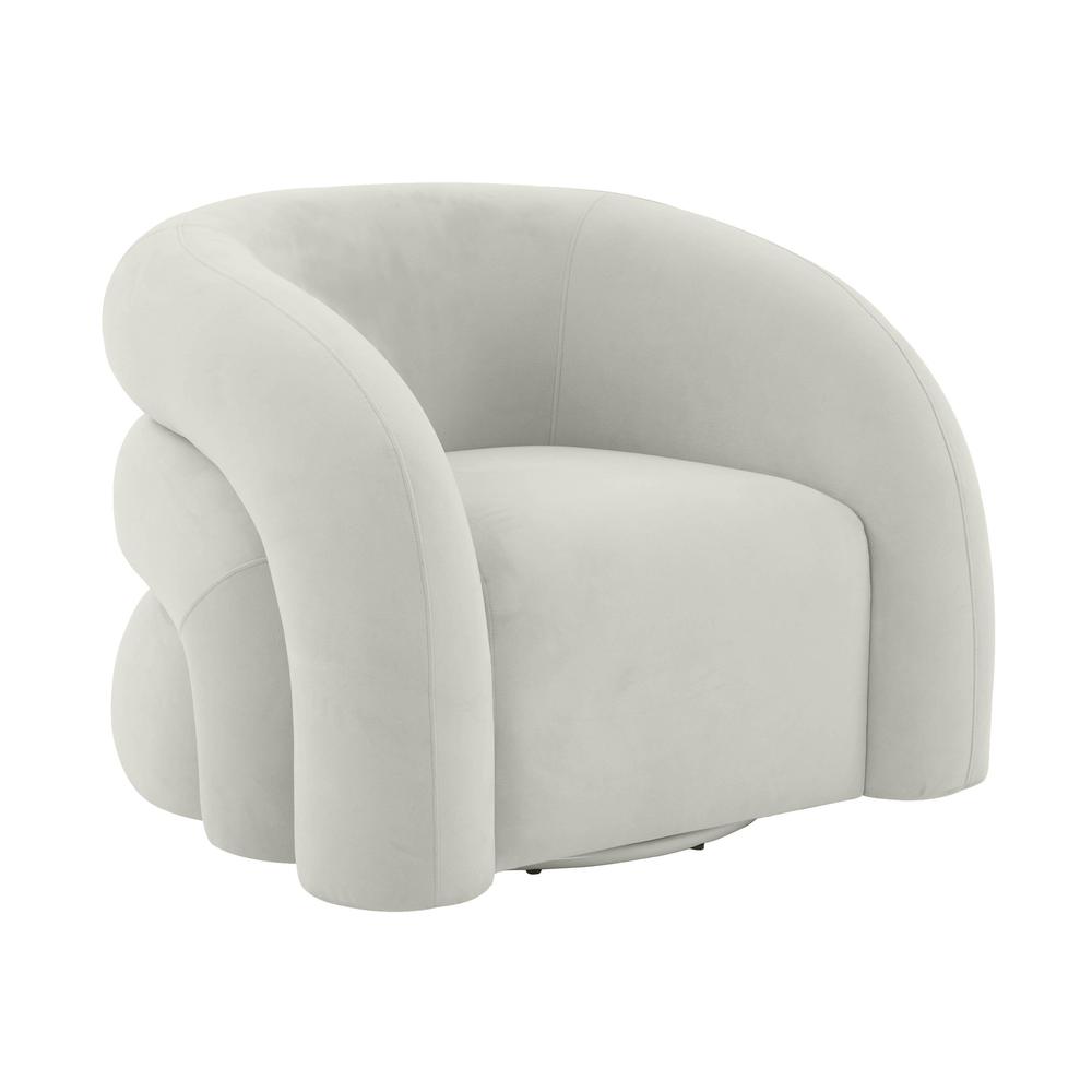 Slipper Light Grey Velvet Swivel Chair. Picture 1