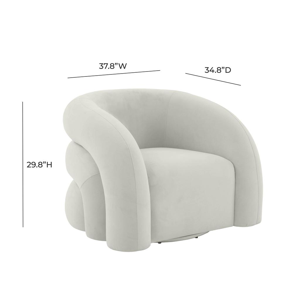 Slipper Light Grey Velvet Swivel Chair. Picture 6