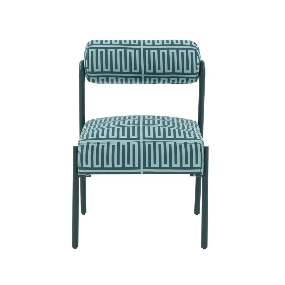 Jolene Green Patterned Linen Accent Chair. Picture 2