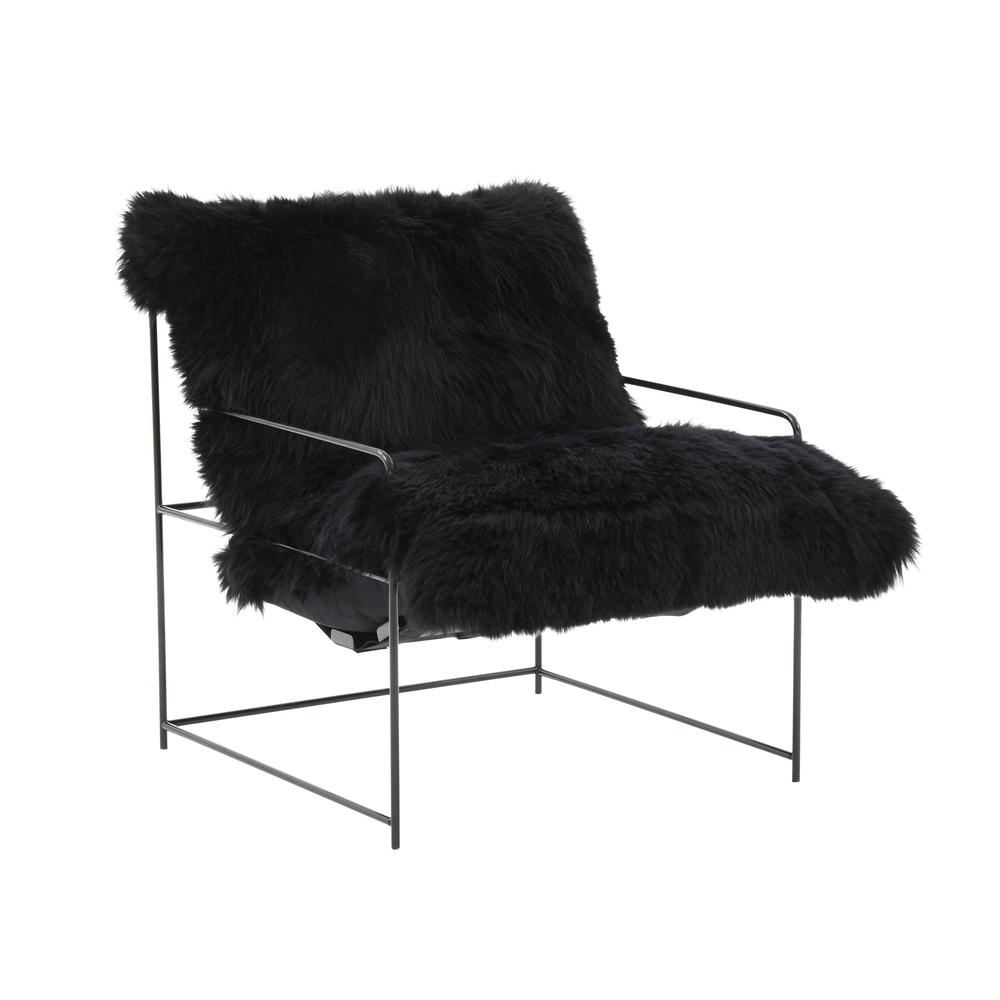 Kimi Black Genuine Sheepskin Chair. Picture 1