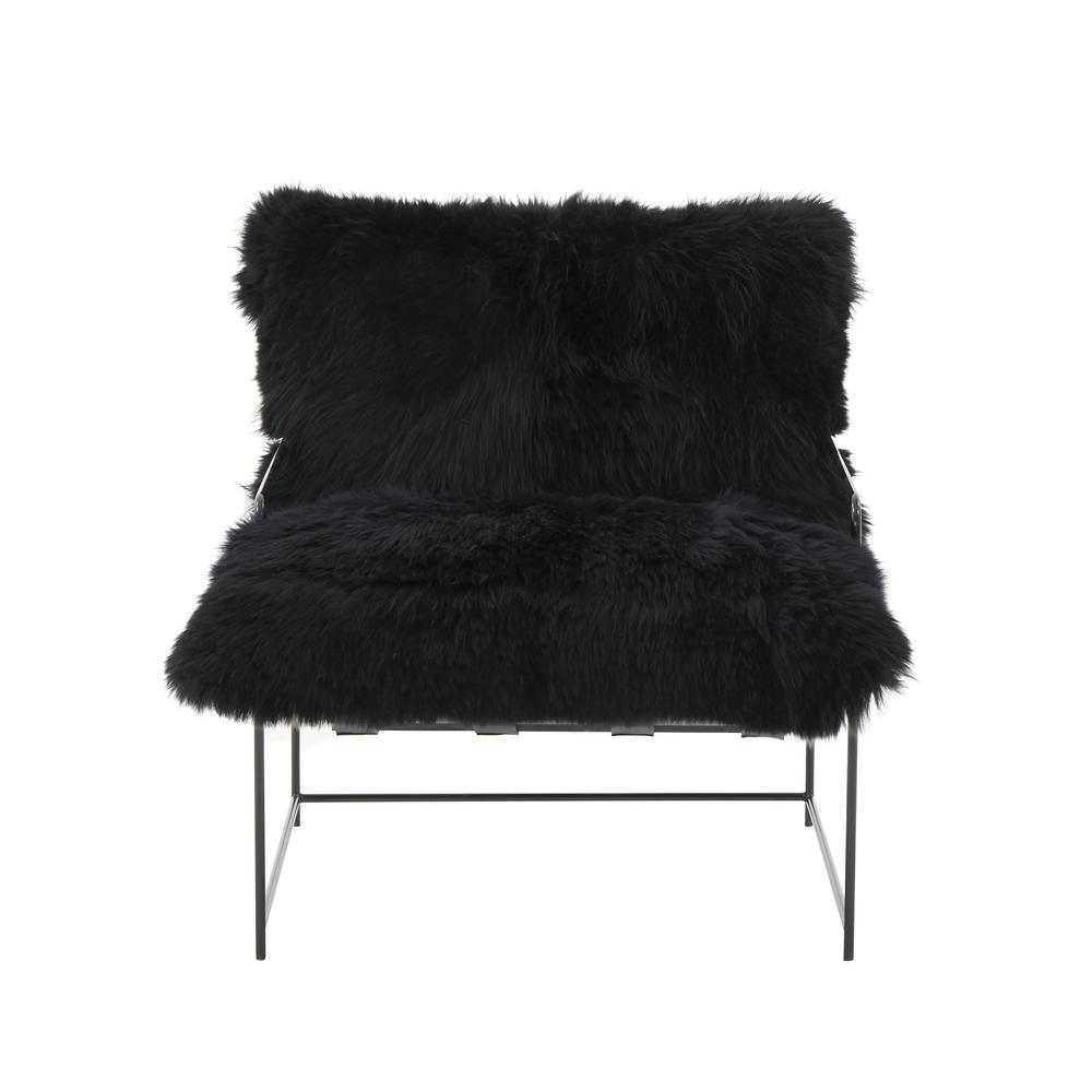Kimi Black Genuine Sheepskin Chair. Picture 2