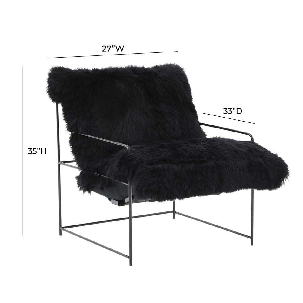 Kimi Black Genuine Sheepskin Chair. Picture 6