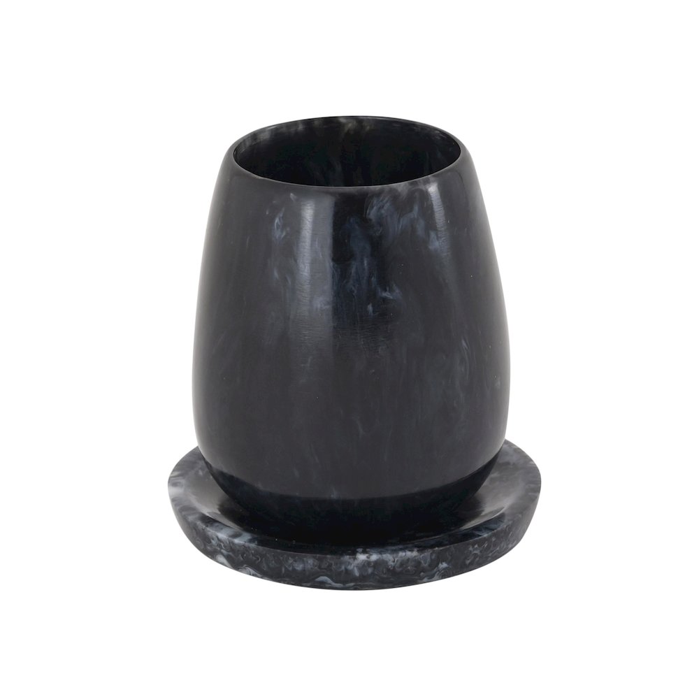 Rounded Black Swirl Resin Kiddush Cup. Picture 1