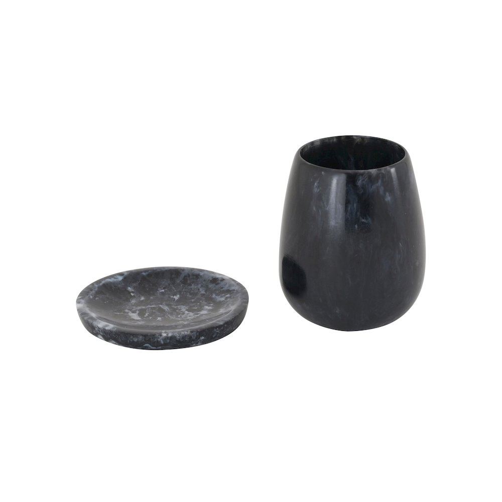 Rounded Black Swirl Resin Kiddush Cup. Picture 2