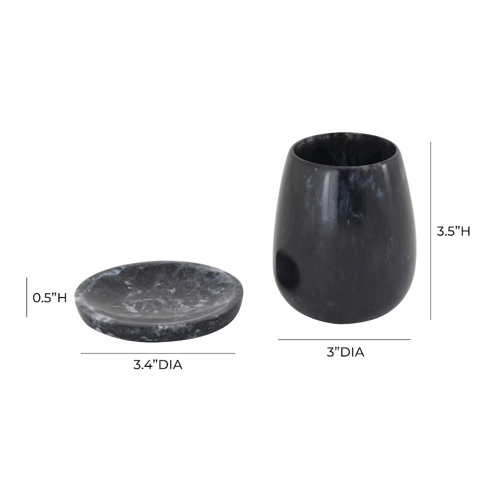 Rounded Black Swirl Resin Kiddush Cup. Picture 4