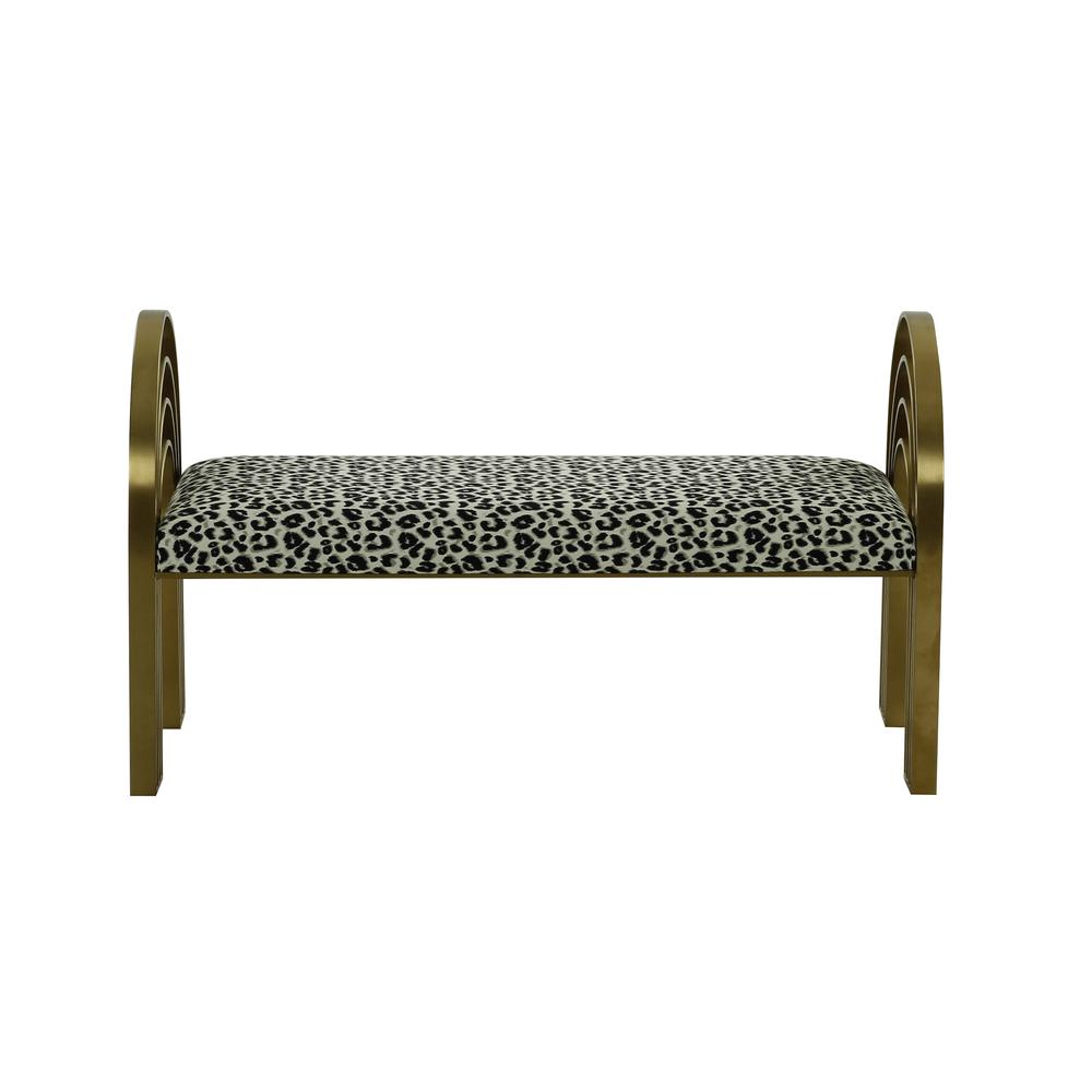 Mavis Leopard Print Velvet Bench. Picture 5