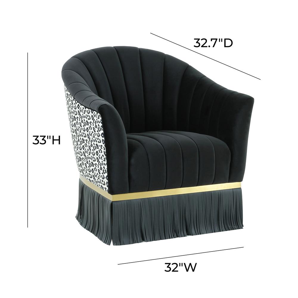Enid Black Velvet Swivel Chair. Picture 7