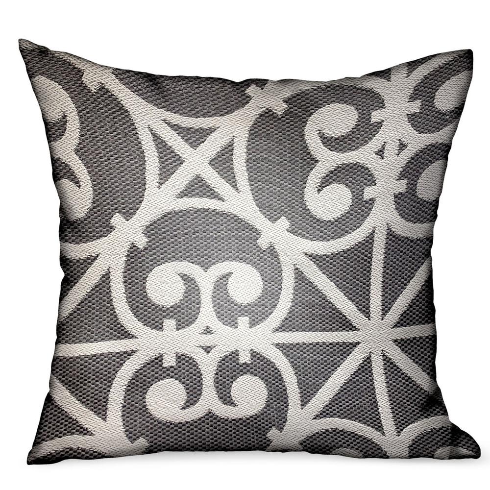 Plutus Abalone Truffle Gray Chevron Luxury Outdoor/Indoor Throw Pillow, 16L x 16W. Picture 1