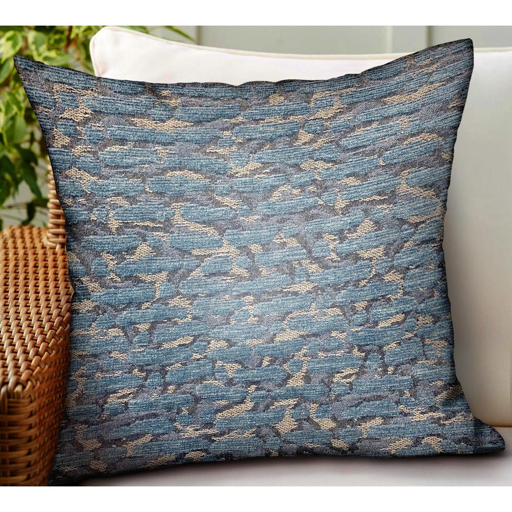 Plutus Indigo Rivulet Blue Solid Luxury Outdoor/Indoor Throw Pillow, 16L x 16W. Picture 2