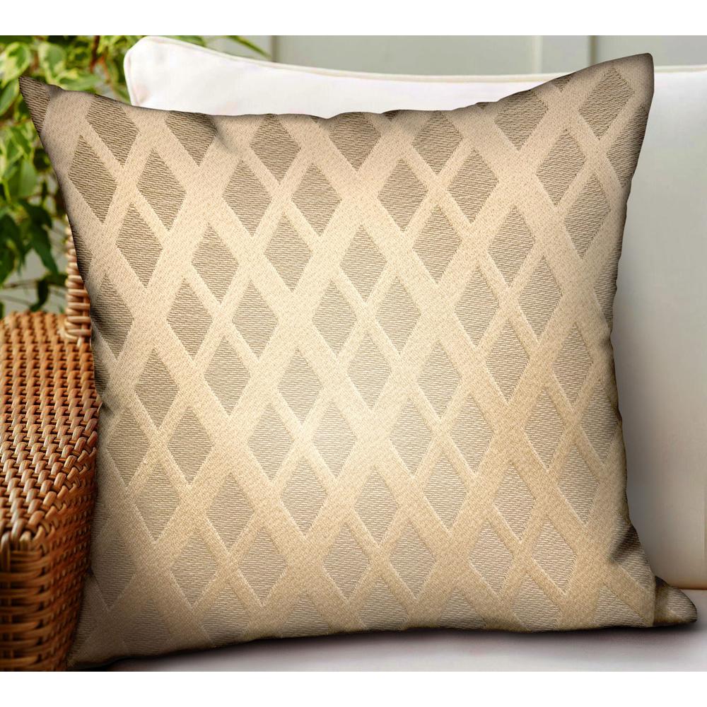 Plutus Diamond Cascade Brown Geometric Luxury Outdoor/Indoor Throw Pillow, 20L x 20W. Picture 2