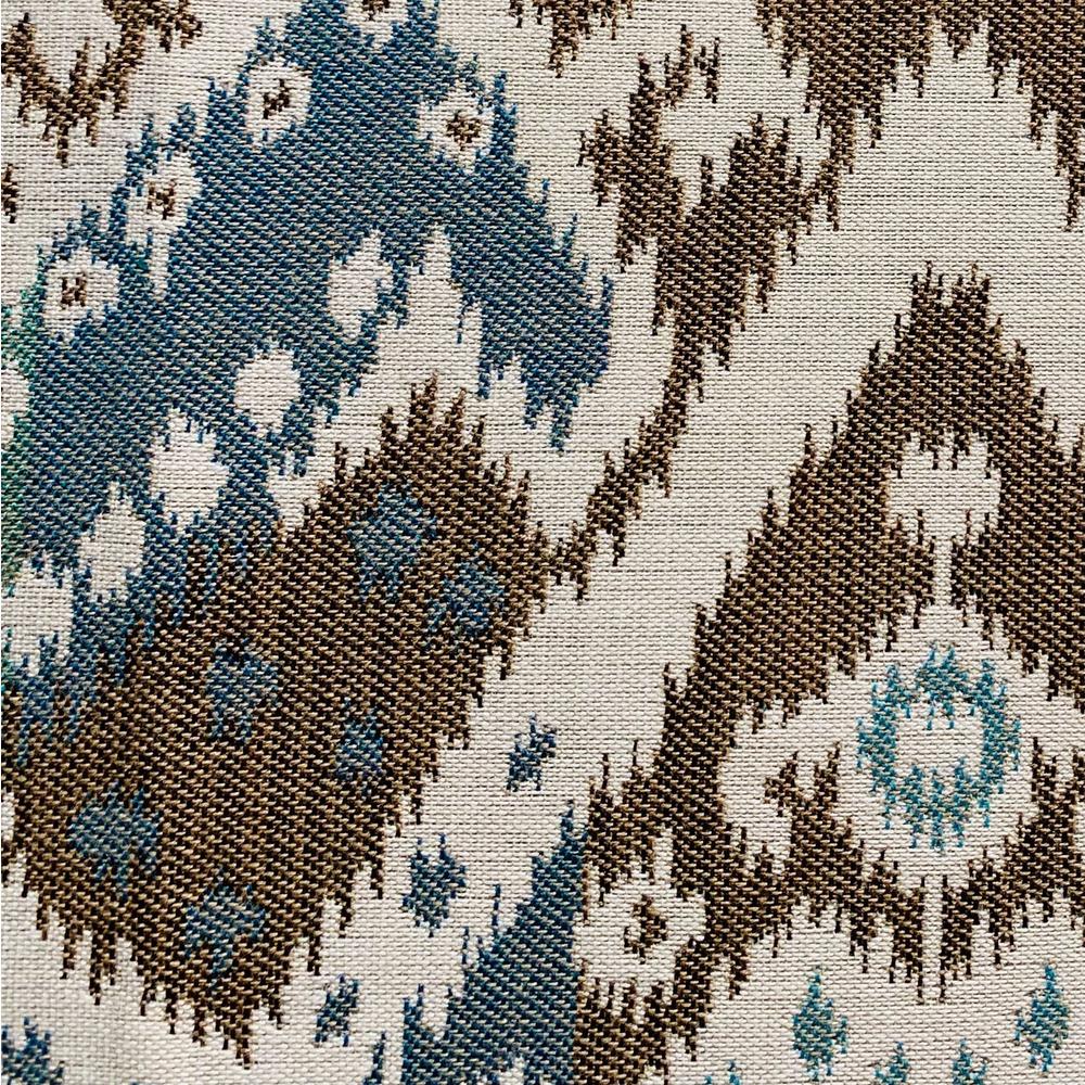 Plutus Shoshone Valley Blue Brown Ikat Luxury Outdoor/Indoor Throw Pillow, 22L x 22W. Picture 3